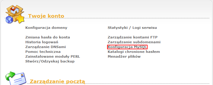 Konfiguracja baz danych MySQL