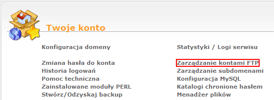 Zarządzanie kontami FTP Zarządzanie kontami FTP